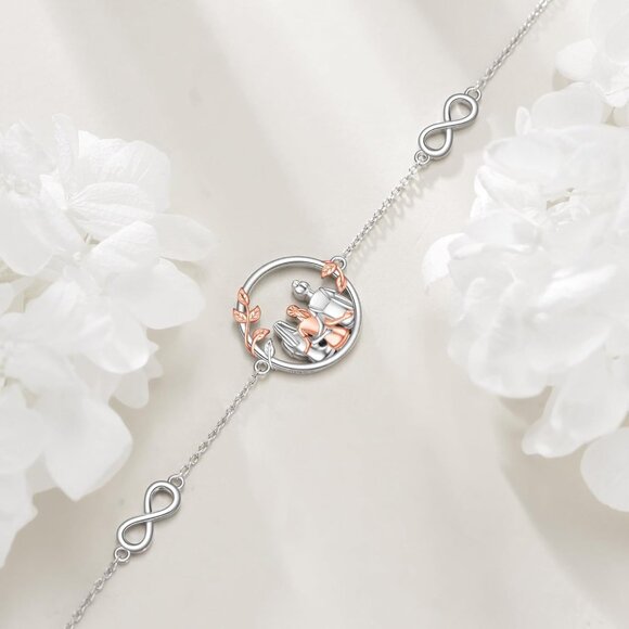 Sterling Silver Three Sister Friendship Bracelet 7.09 Inch Adjustable Heart Jewe - Picture 2 of 7